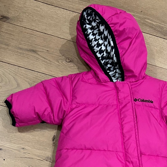Columbia Infant Snuggly Bunny Bunting 🐰 HOT PINK HOUNDSTOOTH SNOWSUIT 0 - 3 - Picture 3 of 9